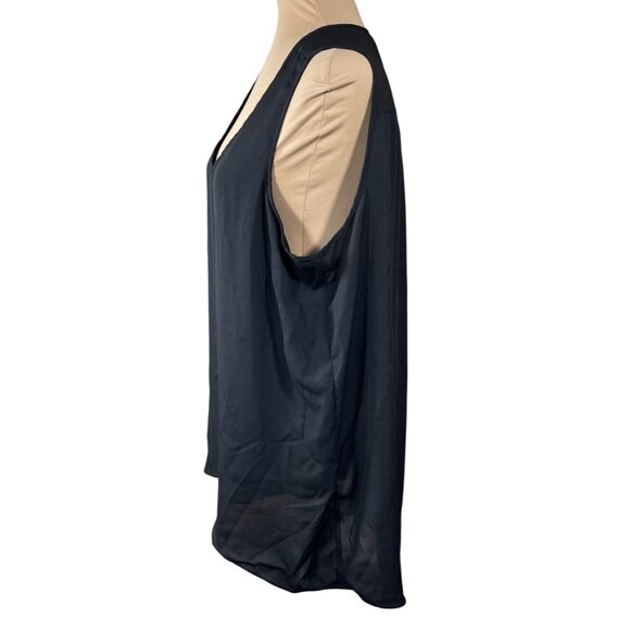 Chelsea & Theodore Tank Top Blouse V-Neck Layered Hem Black XL Extra Large - Picture 2 of 6